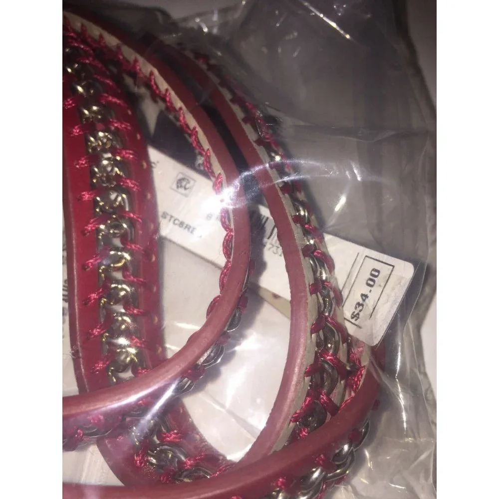Style & co. Skinny Chain Inlay Red Belt, Size Medium, Retail $34.00
